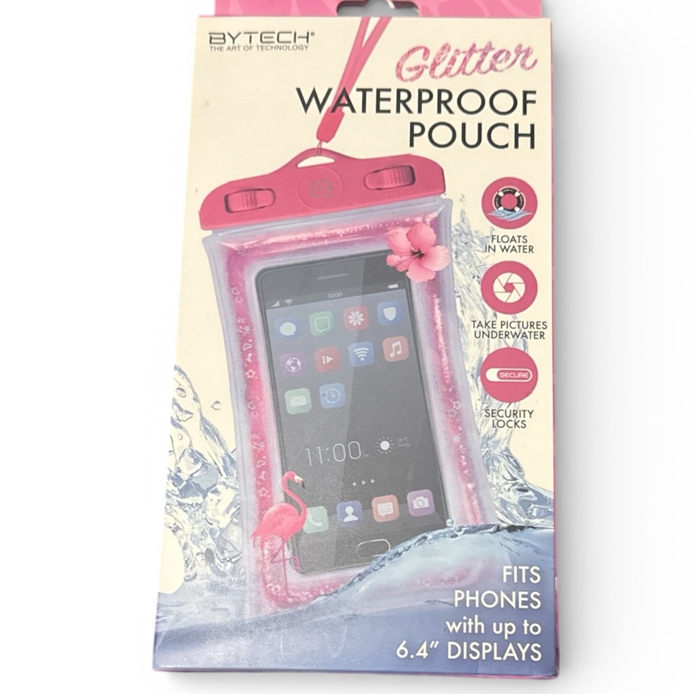 NEW Bytech Glitter Waterproof Phone Pouch - Pink